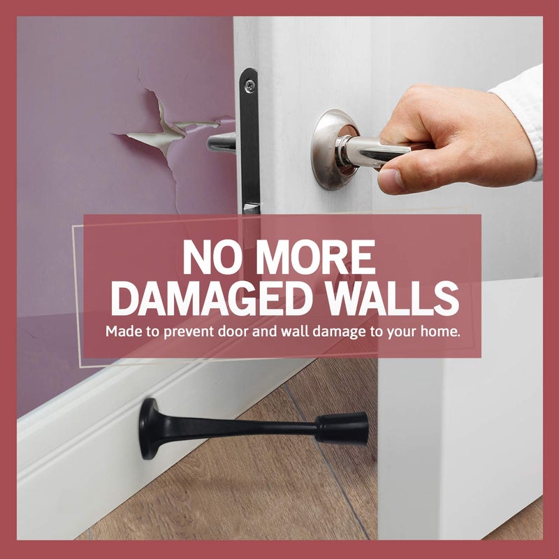 JD Jack N'Drill Jack NDrill (3 ?) Rigid Door Stop (12 Pack) - Rustproof Black Solid Door Stopper w/Durable Rubber Tips | Protects Walls & Doors from Damage | Great for Office & Home - Image 3